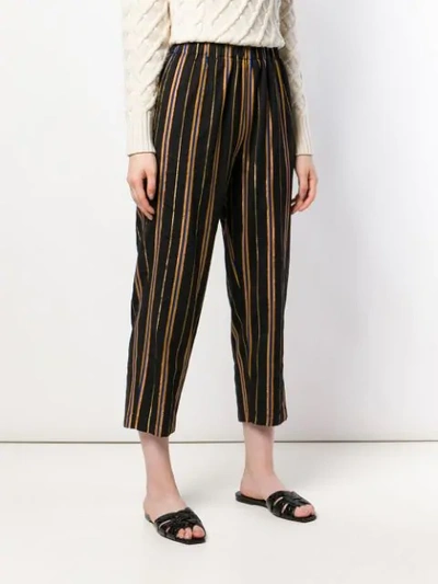 Shop Forte Forte Masai Lurex Stripe Trousers In Black