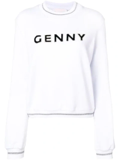 Shop Genny Logo Printed Sweatshirt In White