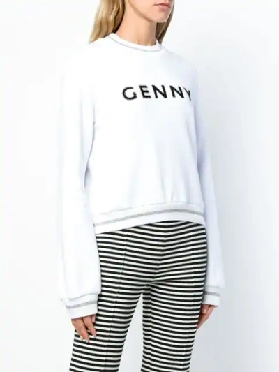 Shop Genny Logo Printed Sweatshirt In White