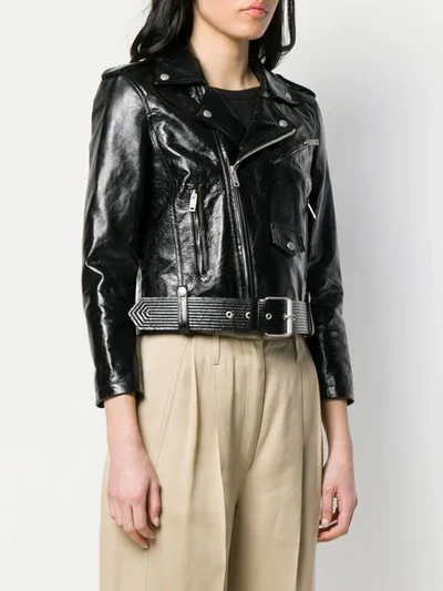 Shop Givenchy Belted Biker Jacket In Black