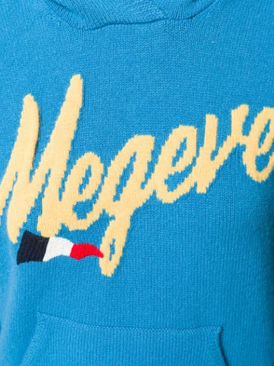 Shop Moncler Hooded Logo Jumper In Blue