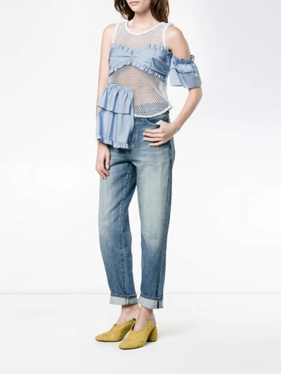 Shop Sandy Liang Cromwell Mesh Top In Blue