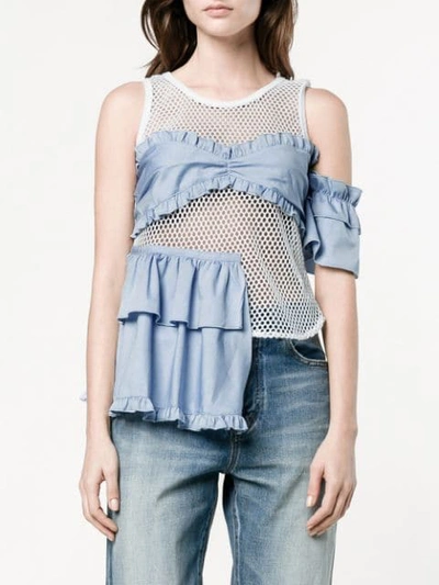 Shop Sandy Liang Cromwell Mesh Top In Blue