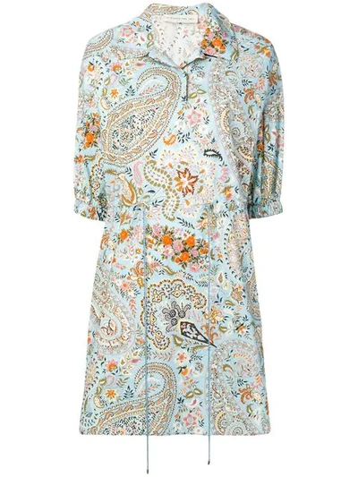 Shop Etro Short Printed Dress In Blue