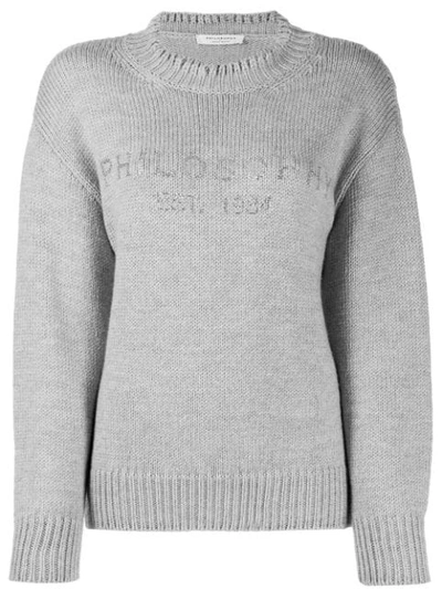 Shop Philosophy Di Lorenzo Serafini Logo Print Sweater In Grey