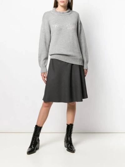 Shop Philosophy Di Lorenzo Serafini Logo Print Sweater In Grey