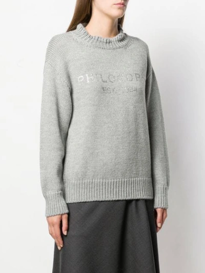 Shop Philosophy Di Lorenzo Serafini Logo Print Sweater In Grey