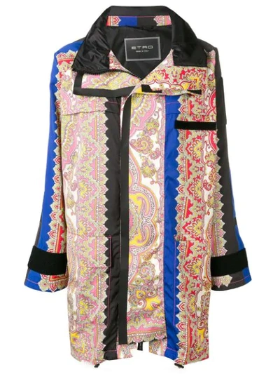 Shop Etro Paisley Print Coat In Blue