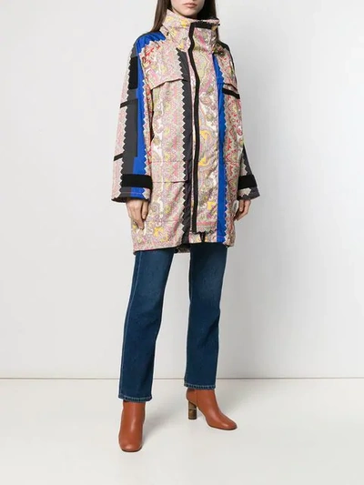 Shop Etro Paisley Print Coat In Blue