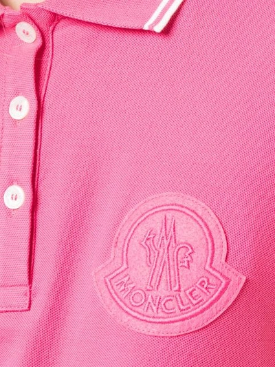 Shop Moncler Logo Embroidered Polo Top In Pink