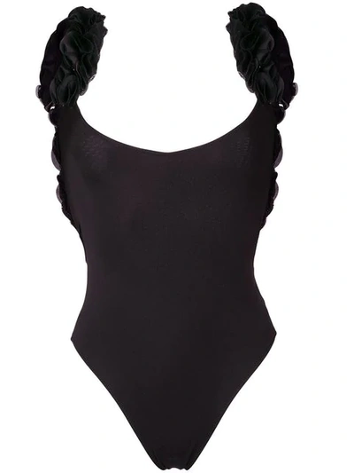 Shop La Reveche Nabila Frill Strap Swimsuit In Black