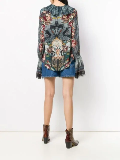 Shop Camilla Printed Long Sleeve Blouse In Blue