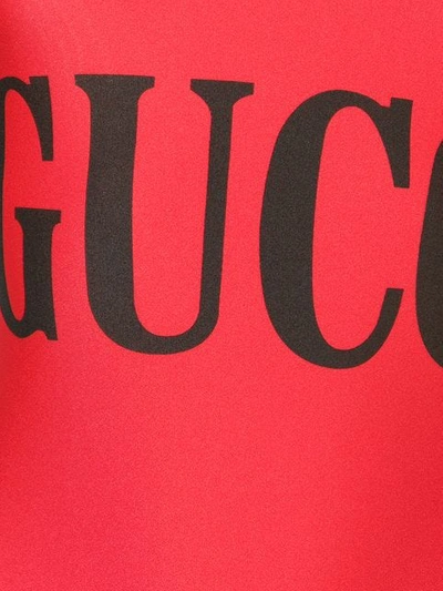 Shop Gucci Logo Printed Swimsuit In Red