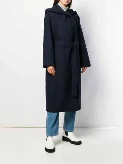 Shop The Row Belted Hooded Coat In Blue
