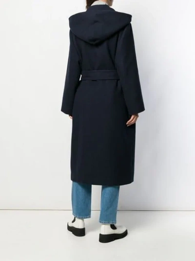 Shop The Row Belted Hooded Coat In Blue