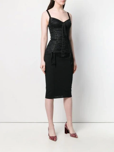 Shop Dolce & Gabbana Corset Midi Dress In Black