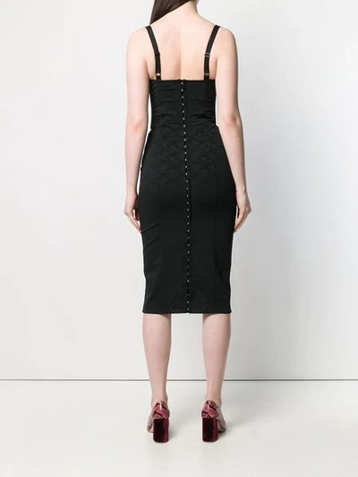 Shop Dolce & Gabbana Corset Midi Dress In Black