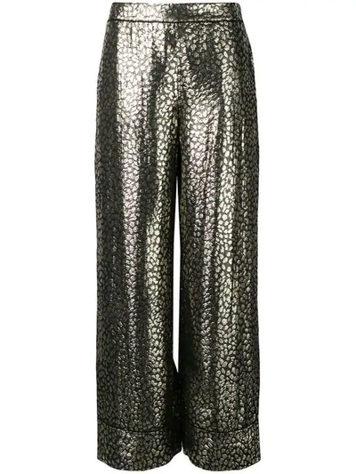 Shop Layeur Printed Loose Trousers In Black