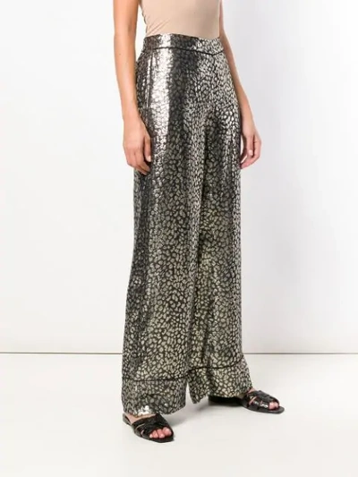 Shop Layeur Printed Loose Trousers In Black