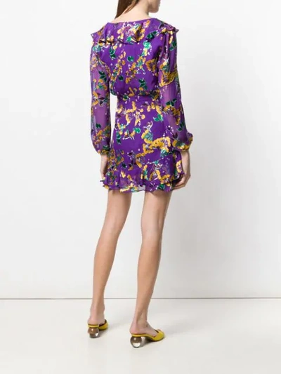 Shop Saloni Floral Print Ruffle Dress In Purple