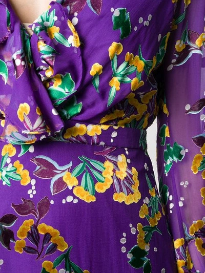 Shop Saloni Floral Print Ruffle Dress In Purple