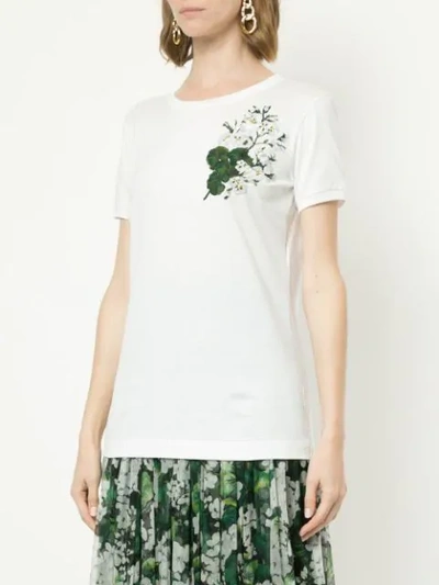 Shop Dolce & Gabbana White Geranium Embroidered T-shirt