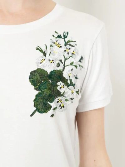 Shop Dolce & Gabbana White Geranium Embroidered T-shirt