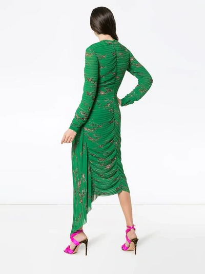 Shop Preen By Thornton Bregazzi Teresa Micro Pleat Floral Print Dress In Emerald Garland