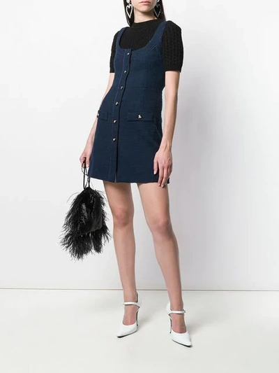 Shop Alessandra Rich Buttoned Mini Dress - Blue