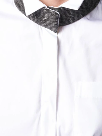 Shop Brunello Cucinelli Beaded Collar Shirt In White
