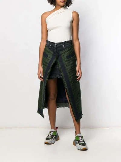Shop Sacai Layered Mantle Denim Skirt - Black