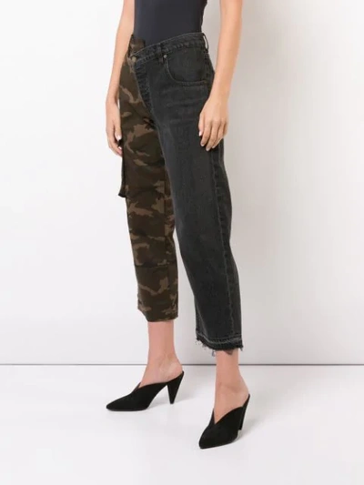 Shop Monse Split Camouflage Cargo Jeans In Grey