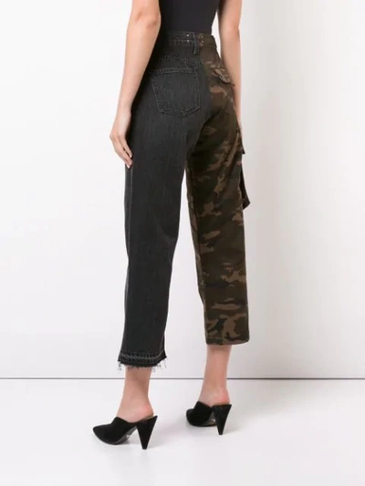 Shop Monse Split Camouflage Cargo Jeans In Grey