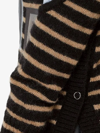 Shop Burberry Montage Print Striped Mohair Wool Blend Jumper In Black_honey