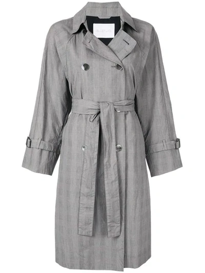 Shop Blueflag + Kiminori Morishita Belted Trench Coat In Grey
