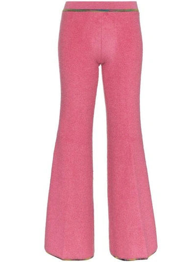 Shop Missoni Low-waisted Wool Blend Flare Trousers In Pink