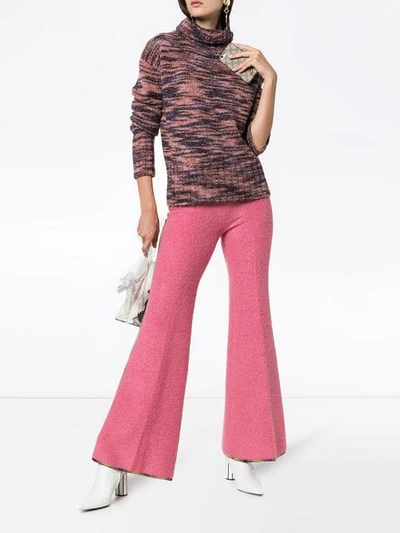 Shop Missoni Low-waisted Wool Blend Flare Trousers In Pink