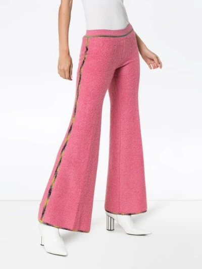 Shop Missoni Low-waisted Wool Blend Flare Trousers In Pink