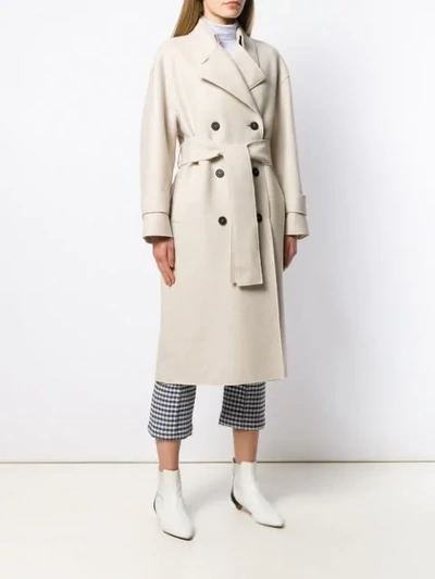 Shop Harris Wharf London Wrap Belted Coat In Neutrals