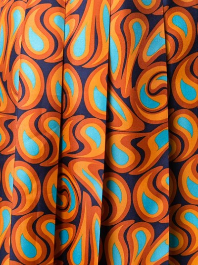 Shop Marni Pleated Graphic Print Skirt In Orange