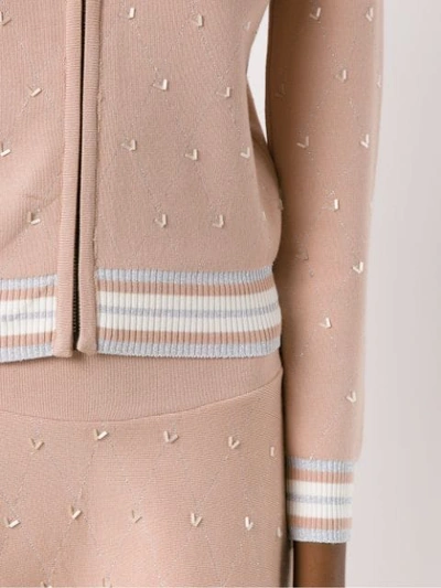 Shop Andrea Bogosian Embroidered Cardigan In Pink