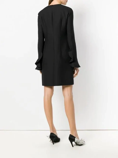 Shop Valentino Ruffle Trimmed Dress In Black