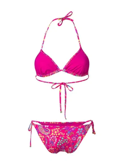 Shop Etro Floral Print Bikini In Pink