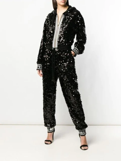 Shop Dolce & Gabbana Sequin Jumpsuit In Black