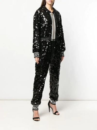 Shop Dolce & Gabbana Sequin Jumpsuit In Black