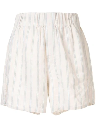 Shop Venroy Striped Summer Shorts In Brown
