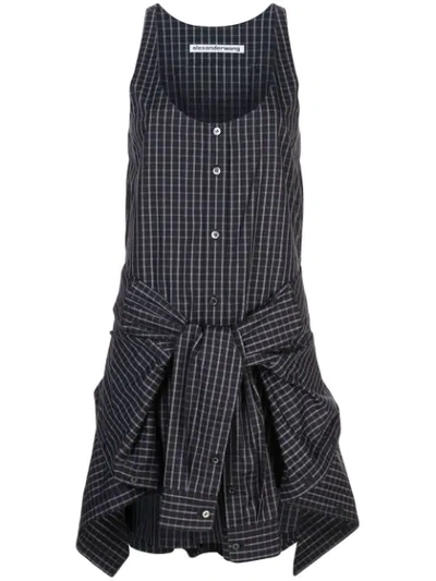 Shop Alexander Wang Poplin Tie Waist Romper In Black