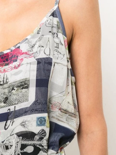 Shop Oscar De La Renta Mykonos Postcard Print Camisole In Blue