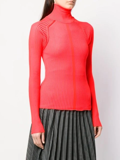 Shop Acne Studios Ribbed Polo Neck Sweater In Red