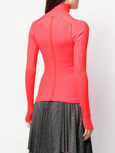 Shop Acne Studios Ribbed Polo Neck Sweater In Red
